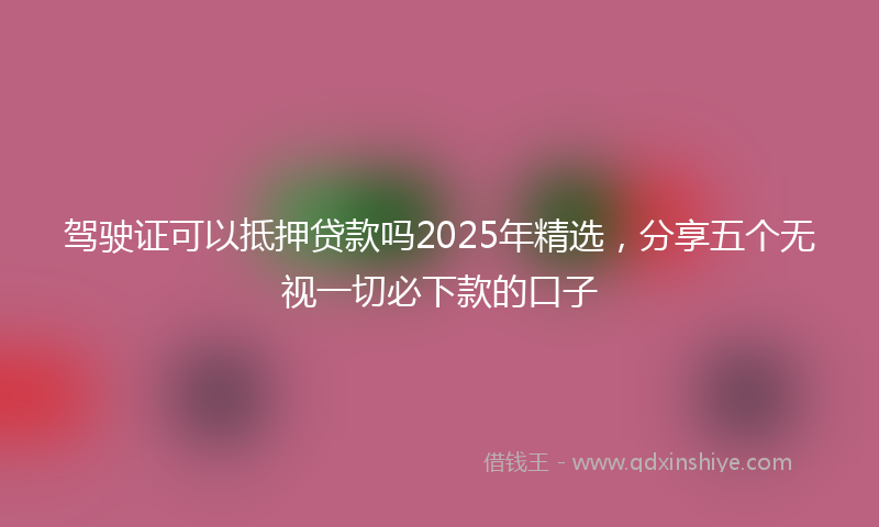 驾驶证可以抵押贷款吗2025年精选，分享五个无视一切必下款的口子