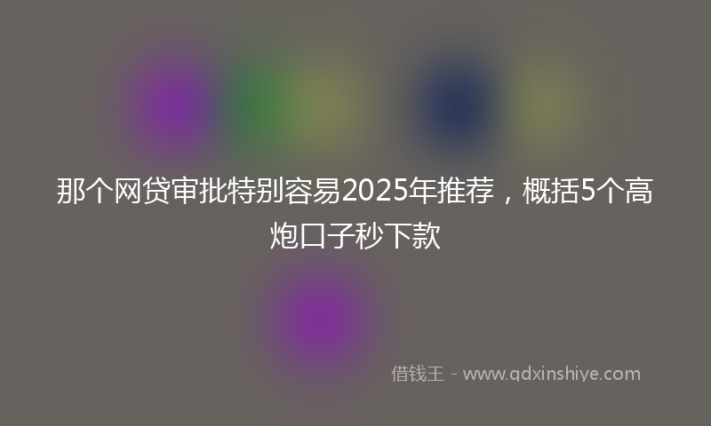 那个网贷审批特别容易2025年推荐，概括5个高炮口子秒下款