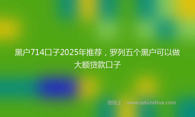 黑户714口子2025年推荐，罗列五个黑户可以做大额贷款口子