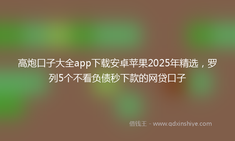 高炮口子大全app下载安卓苹果2025年精选，罗列5个不看负债秒下款的网贷口子