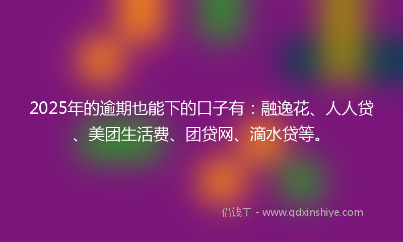 2025年的逾期也能下的口子有：融逸花、人人贷、美团生活费、团贷网、滴水贷等。