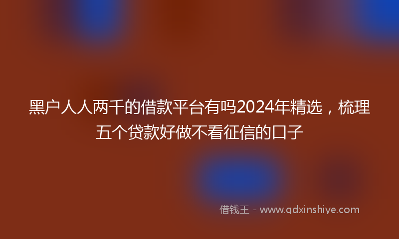 黑户人人两千的借款平台有吗2024年精选，梳理五个贷款好做不看征信的口子