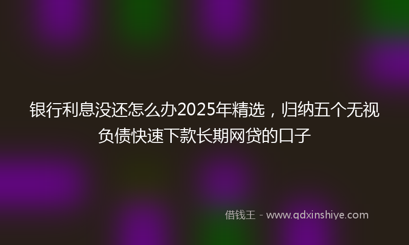 银行利息没还怎么办2025年精选，归纳五个无视负债快速下款长期网贷的口子