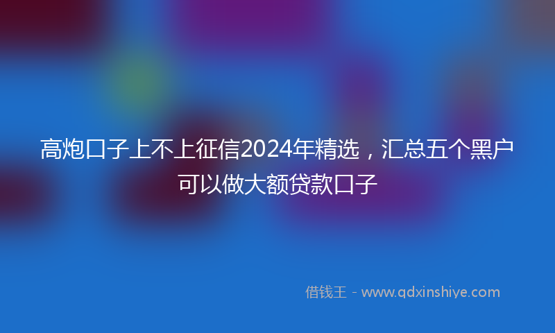 高炮口子上不上征信2024年精选，汇总五个黑户可以做大额贷款口子