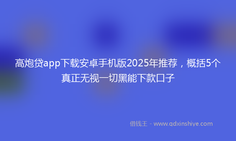 高炮贷app下载安卓手机版2025年推荐，概括5个真正无视一切黑能下款口子