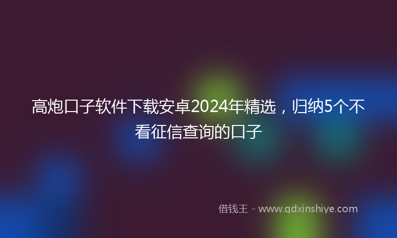 高炮口子软件下载安卓2024年精选，归纳5个不看征信查询的口子