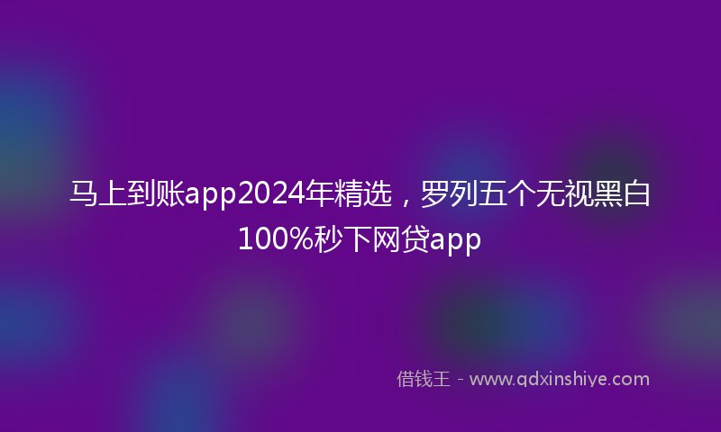 马上到账app2024年精选，罗列五个无视黑白100%秒下网贷app