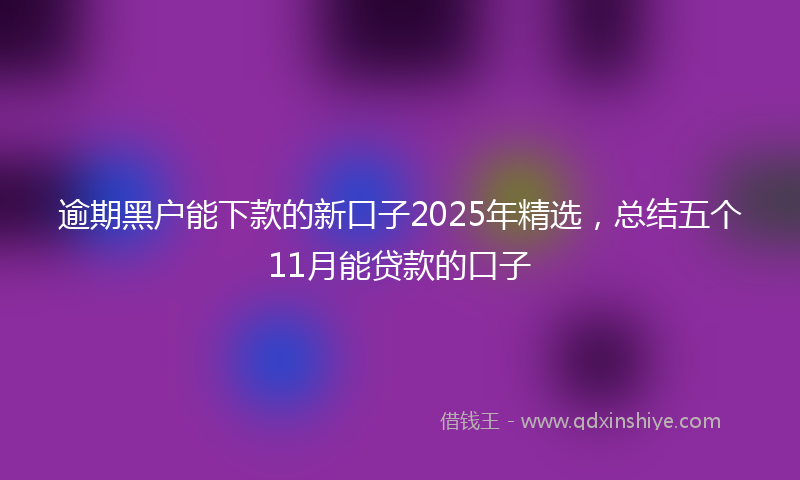 逾期黑户能下款的新口子2025年精选，总结五个11月能贷款的口子