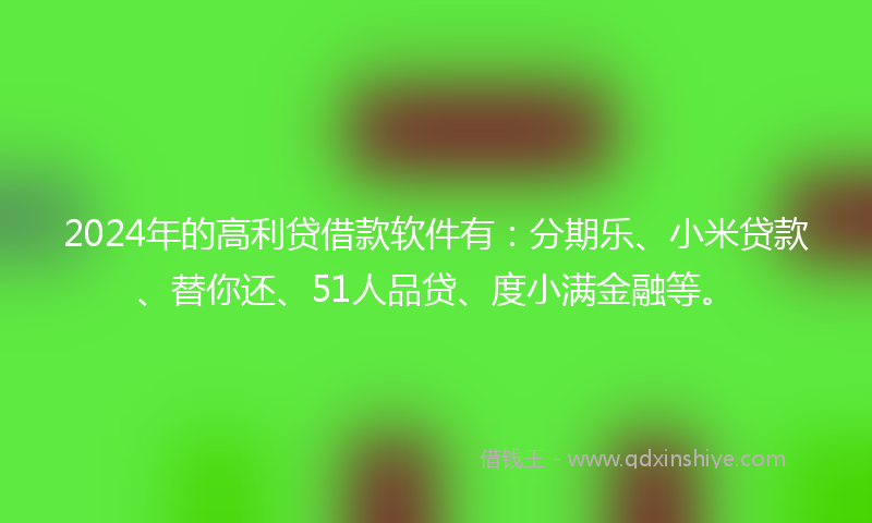2024年的高利贷借款软件有：分期乐、小米贷款、替你还、51人品贷、度小满金融等。