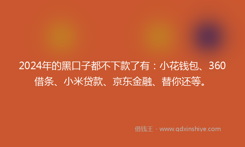 2024年的黑口子都不下款了有：小花钱包、360借条、小米贷款、京东金融、替你还等。