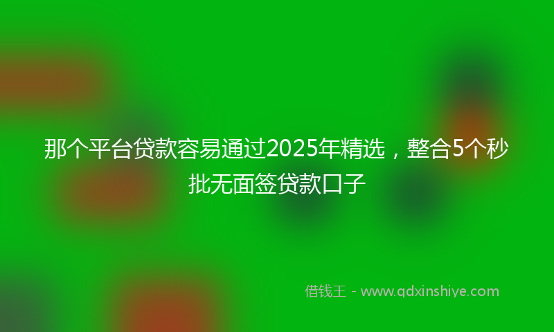 那个平台贷款容易通过2025年精选，整合5个秒批无面签贷款口子