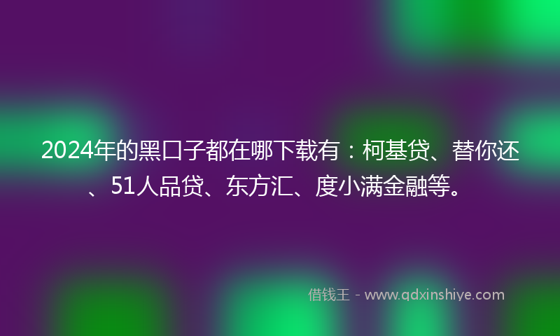 2024年的黑口子都在哪下载有：柯基贷、替你还、51人品贷、东方汇、度小满金融等。
