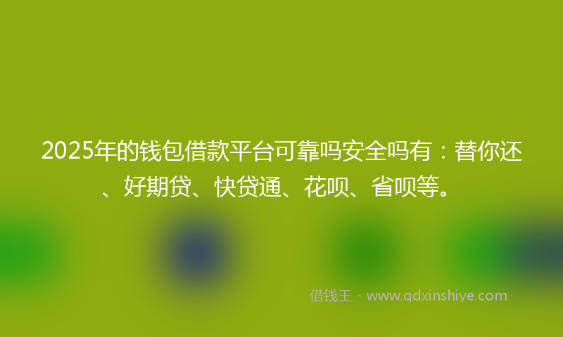 2025年的钱包借款平台可靠吗安全吗有：替你还、好期贷、快贷通、花呗、省呗等。
