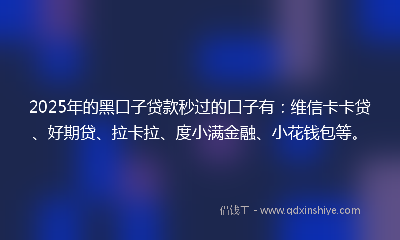 2025年的黑口子贷款秒过的口子有：维信卡卡贷、好期贷、拉卡拉、度小满金融、小花钱包等。