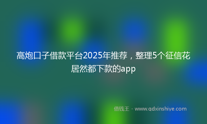 高炮口子借款平台2025年推荐，整理5个征信花居然都下款的app