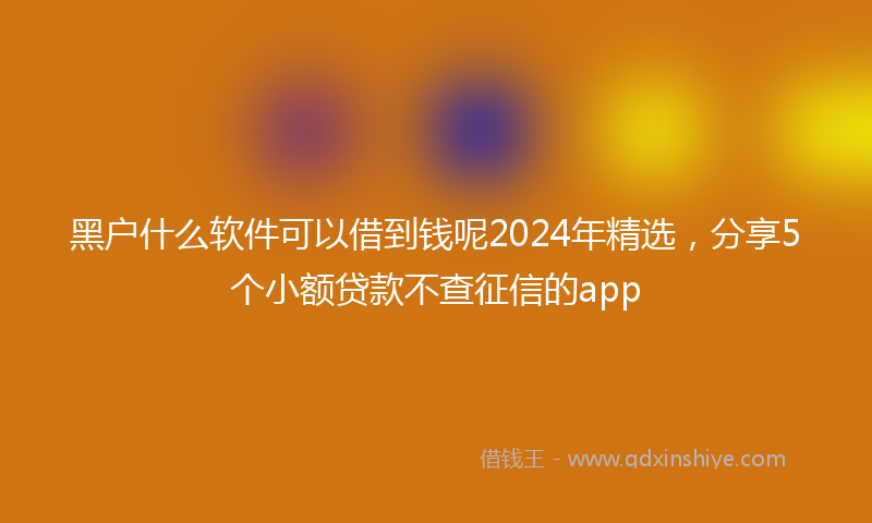 黑户什么软件可以借到钱呢2024年精选，分享5个小额贷款不查征信的app
