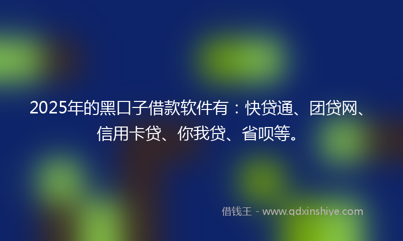 2025年的黑口子借款软件有：快贷通、团贷网、信用卡贷、你我贷、省呗等。