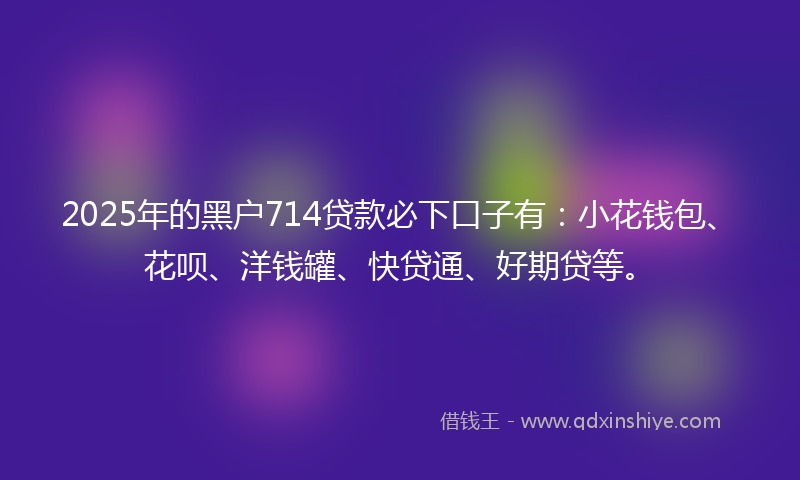 2025年的黑户714贷款必下口子有：小花钱包、花呗、洋钱罐、快贷通、好期贷等。
