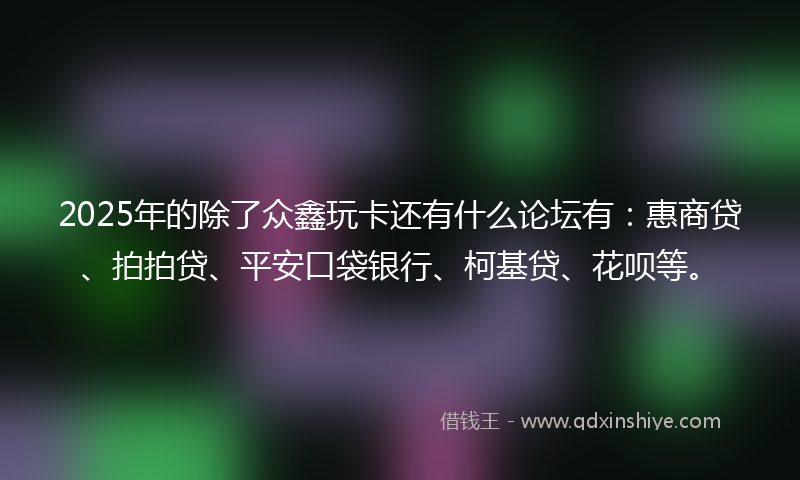 2025年的除了众鑫玩卡还有什么论坛有：惠商贷、拍拍贷、平安口袋银行、柯基贷、花呗等。