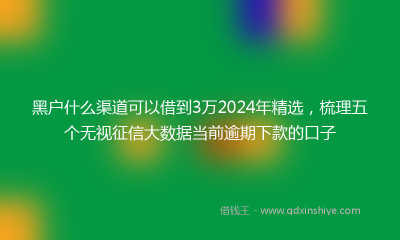 黑户什么渠道可以借到3万2024年精选，梳理五个无视征信大数据当前逾期下款的口子