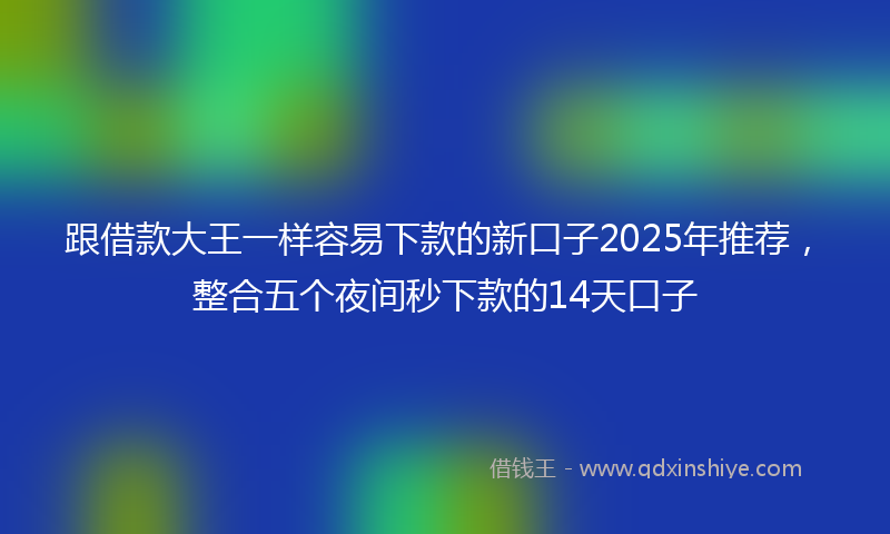 跟借款大王一样容易下款的新口子2025年推荐，整合五个夜间秒下款的14天口子