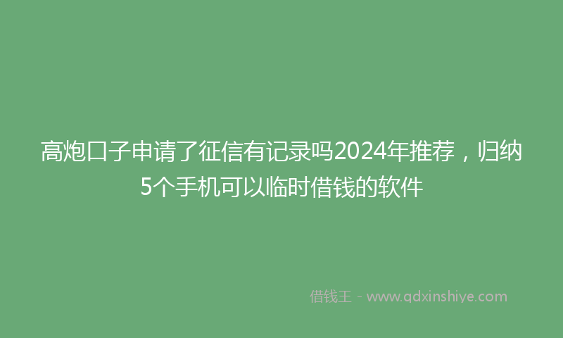 高炮口子申请了征信有记录吗2024年推荐，归纳5个手机可以临时借钱的软件