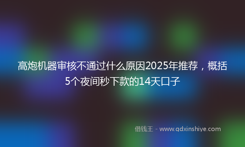 高炮机器审核不通过什么原因2025年推荐，概括5个夜间秒下款的14天口子