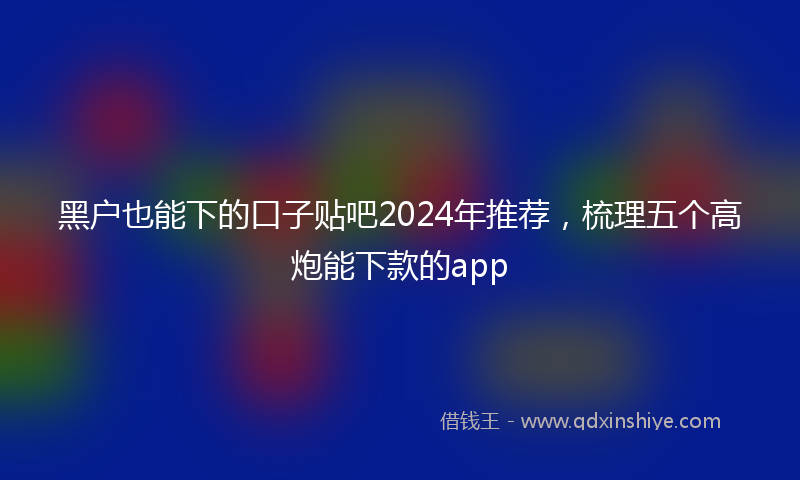 黑户也能下的口子贴吧2024年推荐，梳理五个高炮能下款的app