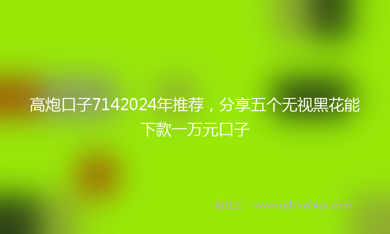 高炮口子7142024年推荐，分享五个无视黑花能下款一万元口子