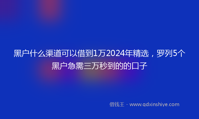 黑户什么渠道可以借到1万2024年精选，罗列5个黑户急需三万秒到的的口子