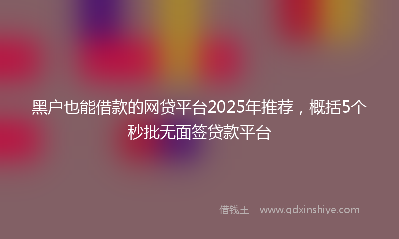 黑户也能借款的网贷平台2025年推荐，概括5个秒批无面签贷款平台