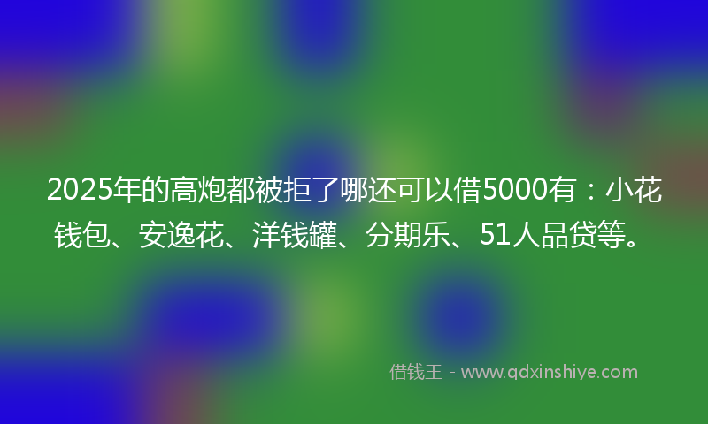 2025年的高炮都被拒了哪还可以借5000有：小花钱包、安逸花、洋钱罐、分期乐、51人品贷等。