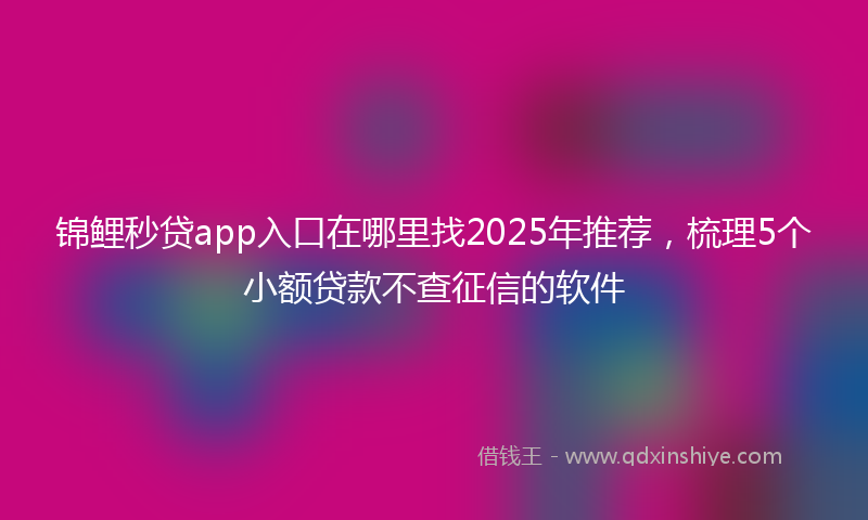 锦鲤秒贷app入口在哪里找2025年推荐，梳理5个小额贷款不查征信的软件