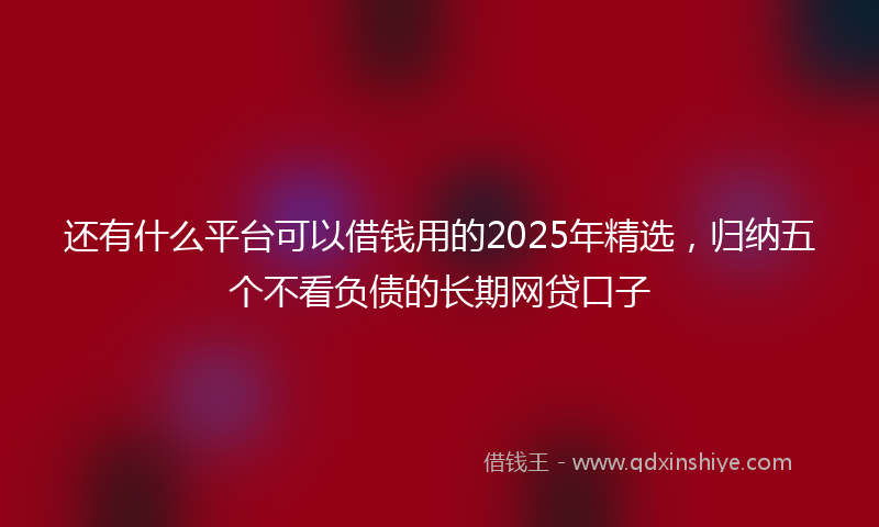 还有什么平台可以借钱用的2025年精选，归纳五个不看负债的长期网贷口子