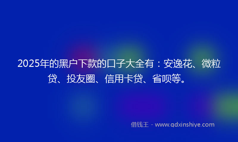 2025年的黑户下款的口子大全有：安逸花、微粒贷、投友圈、信用卡贷、省呗等。