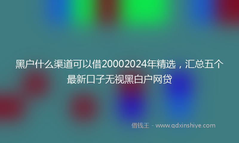 黑户什么渠道可以借20002024年精选，汇总五个最新口子无视黑白户网贷