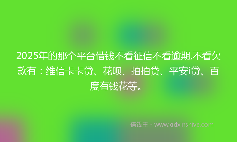 2025年的那个平台借钱不看征信不看逾期,不看欠款有：维信卡卡贷、花呗、拍拍贷、平安i贷、百度有钱花等。