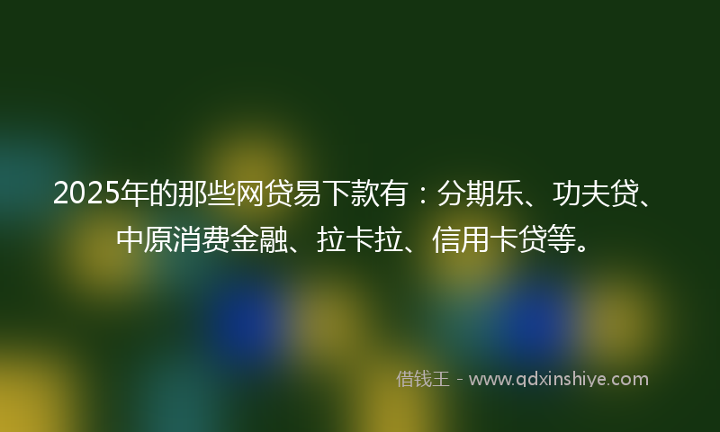 2025年的那些网贷易下款有：分期乐、功夫贷、中原消费金融、拉卡拉、信用卡贷等。