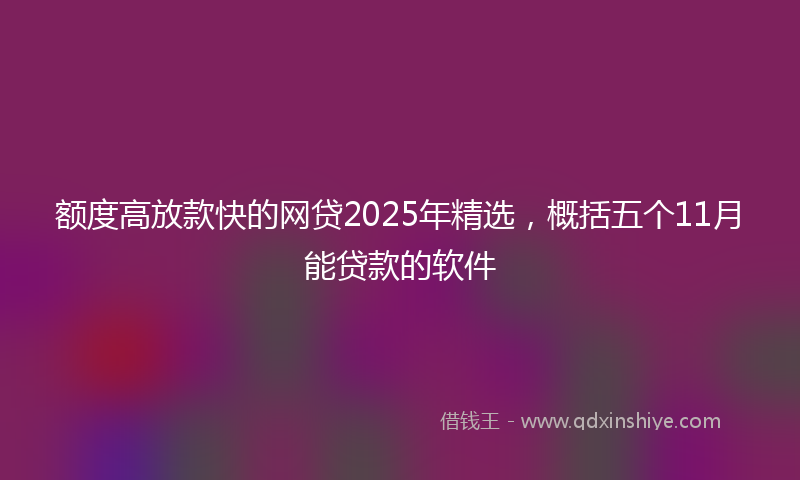 额度高放款快的网贷2025年精选，概括五个11月能贷款的软件