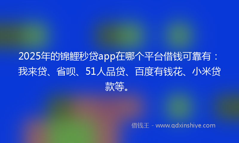 2025年的锦鲤秒贷app在哪个平台借钱可靠有：我来贷、省呗、51人品贷、百度有钱花、小米贷款等。
