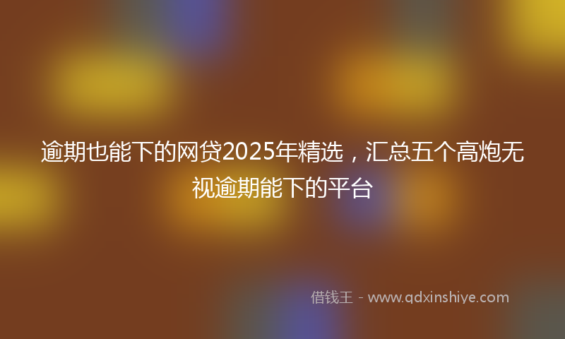 逾期也能下的网贷2025年精选，汇总五个高炮无视逾期能下的平台