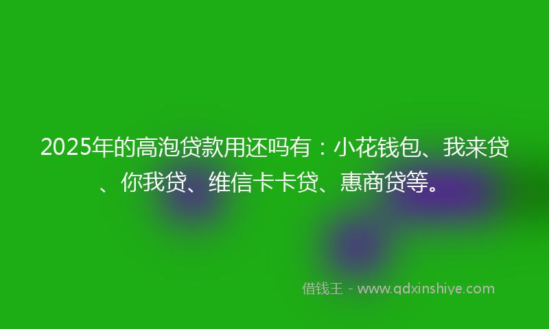 2025年的高泡贷款用还吗有：小花钱包、我来贷、你我贷、维信卡卡贷、惠商贷等。