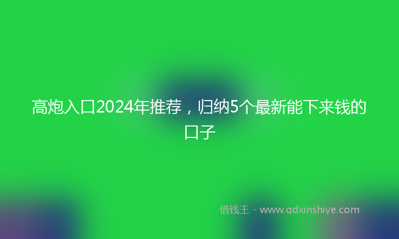 高炮入口2024年推荐，归纳5个最新能下来钱的口子