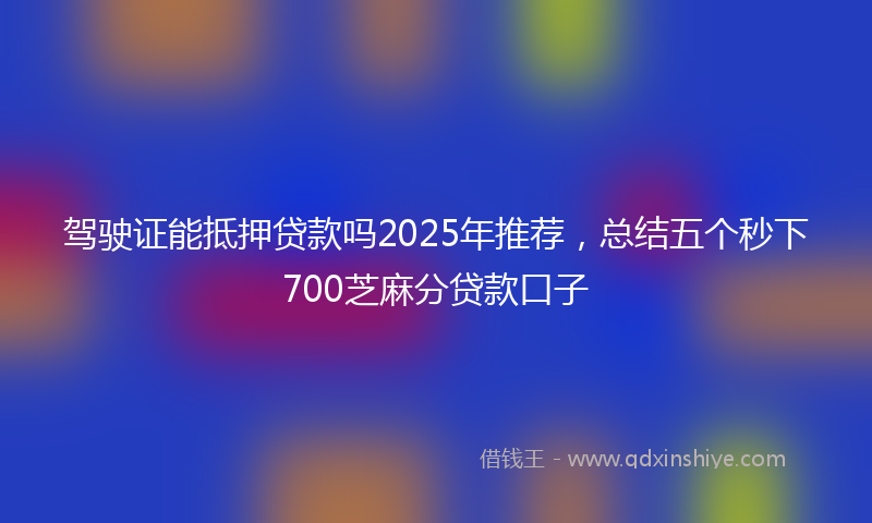 驾驶证能抵押贷款吗2025年推荐，总结五个秒下700芝麻分贷款口子