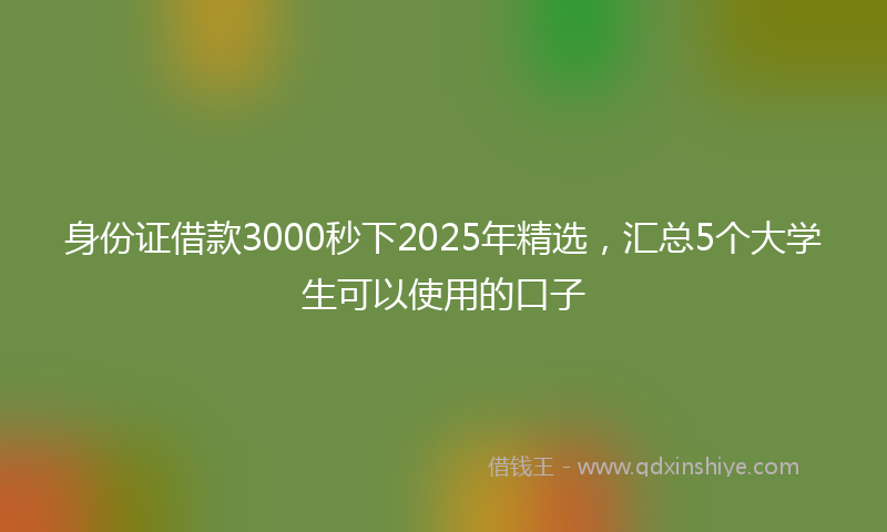 身份证借款3000秒下2025年精选，汇总5个大学生可以使用的口子