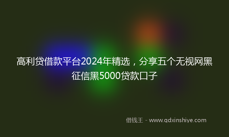 高利贷借款平台2024年精选，分享五个无视网黑征信黑5000贷款口子