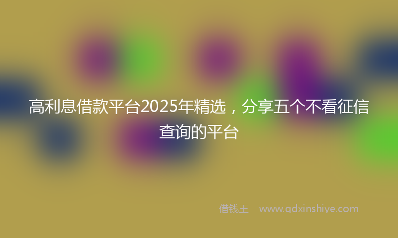 高利息借款平台2025年精选，分享五个不看征信查询的平台