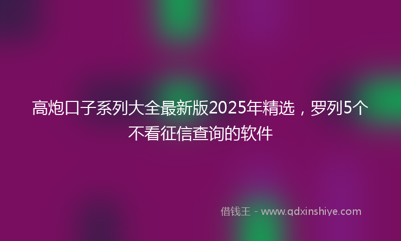 高炮口子系列大全最新版2025年精选，罗列5个不看征信查询的软件