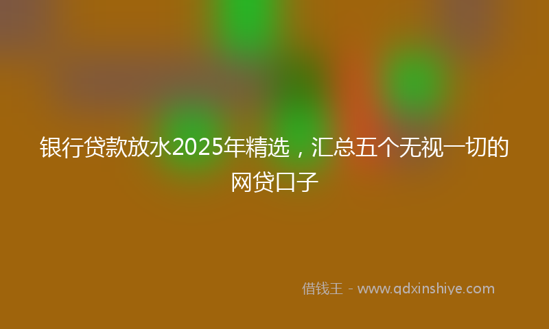 银行贷款放水2025年精选，汇总五个无视一切的网贷口子