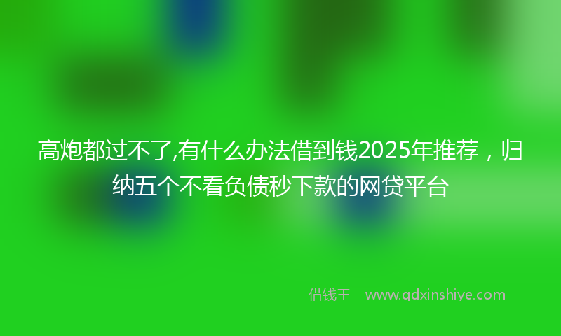 高炮都过不了,有什么办法借到钱2025年推荐，归纳五个不看负债秒下款的网贷平台